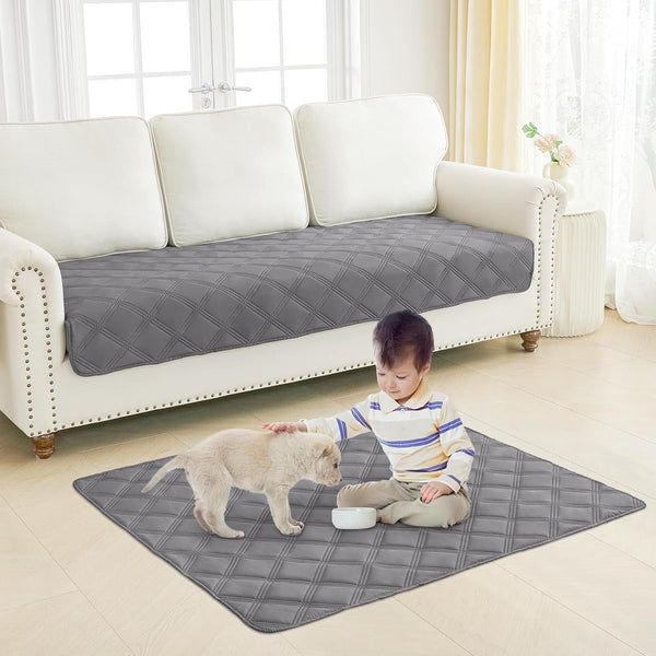 Smiry Waterproof Dog Bed Cover, Reversible Pet Blanket for Sofa Couch | Soft Washable Dog Blanket, Leakproof Couch Cover for Dogs Cats & Furniture Protection, 52X82, Grey/Dark Grey7