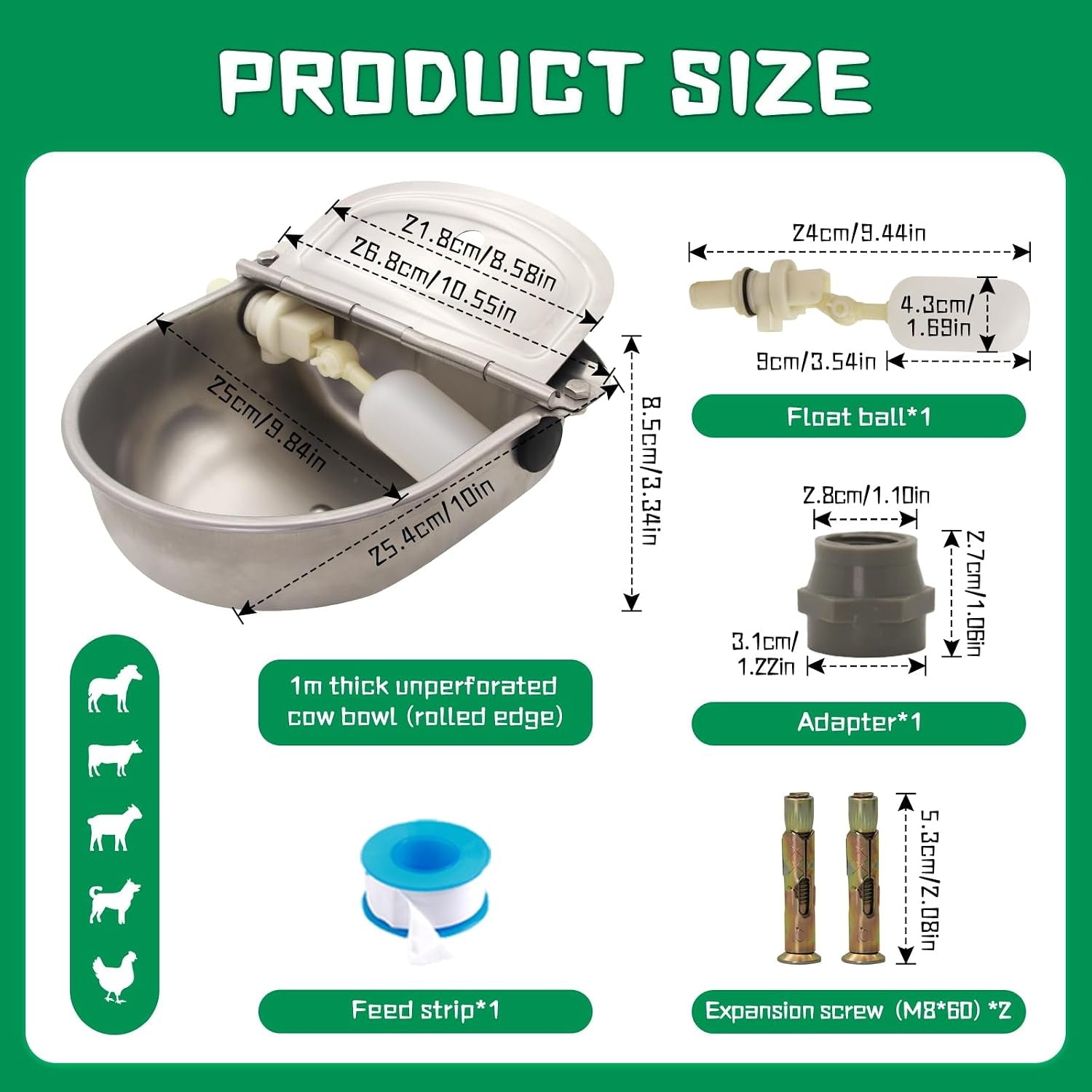 automatic-dog-water-feeder-3l-stainless-steel-bowl-for-chicken-cattle-sheep-with-float-valve-auto-fill-water-wall-mounted-livestock-waterer-rust-proof-keep-water-fresh-easy-to-clean-install-for-goat