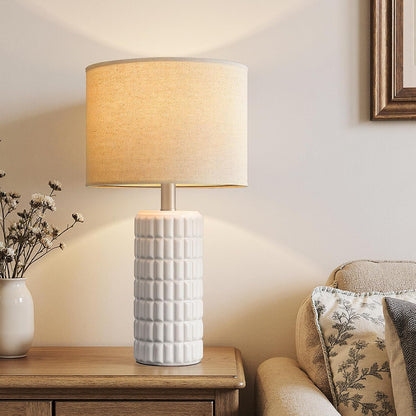 23" Modern Ceramic Table Lamps Set of 2, Lamps for Bedroom, White | Lamps for Living Room, Bedroom, Bedside, Night Stands, End Table, Desk, Farmhouse Home Decor2