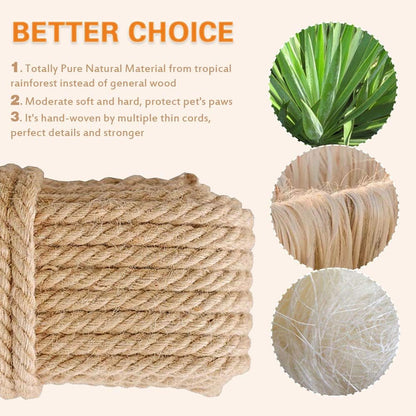 Barelove Cat Scratching Post Replacement, 4 Pieces Cat Scratcher Cat Tree Replacement Parts, 15.4'' X 2.67" Dia + 7.87“ X 2.67" Dianatural Sisal Rope Cat Scratch Posts Include M8 Screws5