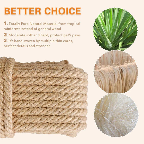 Barelove Cat Scratching Post Replacement, 4 Pieces Cat Scratcher Cat Tree Replacement Parts, 15.4'' X 2.67" Dia + 7.87“ X 2.67" Dianatural Sisal Rope Cat Scratch Posts Include M8 Screws5