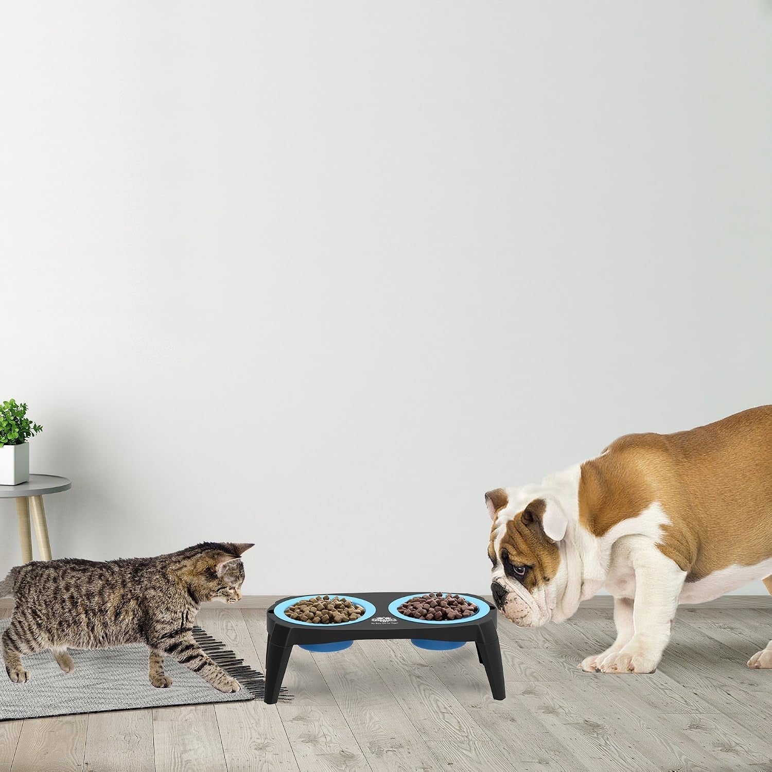 elevated-pet-bowls-collection-with-non-slip-stand-for-dogs-and-cats-removeable-and-collapsible-silicone-feeder-for-food-and-water-16-oz-each-by-petmaker-pink-blue