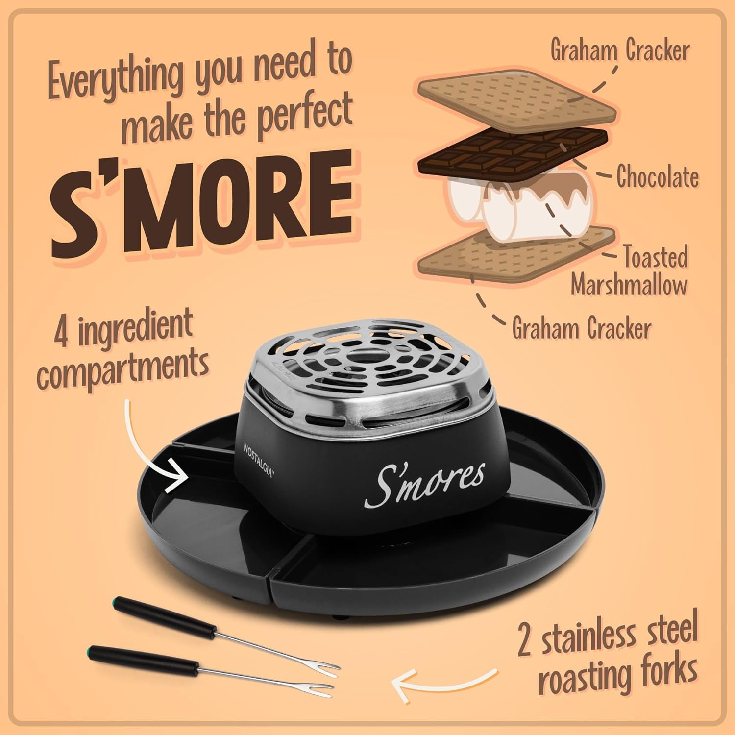 tabletop-indoor-electric-smores-maker-smores-kit-with-marshmallow-roasting-sticks-and-4-trays-for-graham-crackers-chocolate-and-marshmallows-movie-night-supplies-black