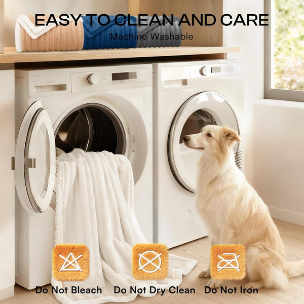 Luciphia Waterproof Dog Blanket for Large Dogs Ultra-Soft Calming Cut Pile Flannel Throw Durable & Warm Furniture Protection for Couch Bed Pet Human Blanket Machine Washable Soft White,Xl(85''X57'')7