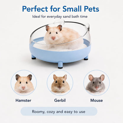 Meow&Woof Hamster Sand Bath Container, Large Sandbox Toilet Gerbil Batheoom, Tiny Chinchilla Dust Bathtub Sand Bath Box for Hamster Cage Accessories 5.2 Inch - Blue4