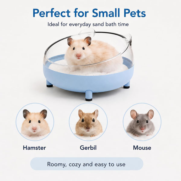 Meow&Woof Hamster Sand Bath Container, Large Sandbox Toilet Gerbil Batheoom, Tiny Chinchilla Dust Bathtub Sand Bath Box for Hamster Cage Accessories 5.2 Inch - Blue4