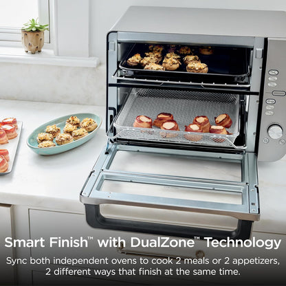 Ninja Double Stack XL Countertop Oven, 12-In-1, Stainless Steel, DCT601 | Dualzone, Smart Finish, Flavorseal, Fits 4.5 Lb Chicken & 6 Lbs Wings, Air Fry, Bake, Broil3