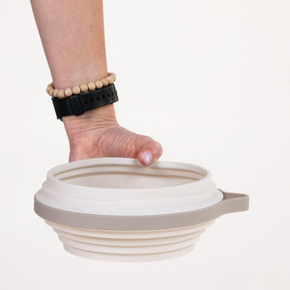 Cleverpup Nomad Large Collapsible Travel Dog Bowl - 4 Cup Bpa-Free Silicone for Medium & Large Dogs, Portable, Food & Water, Dishwasher Safe - Sand5