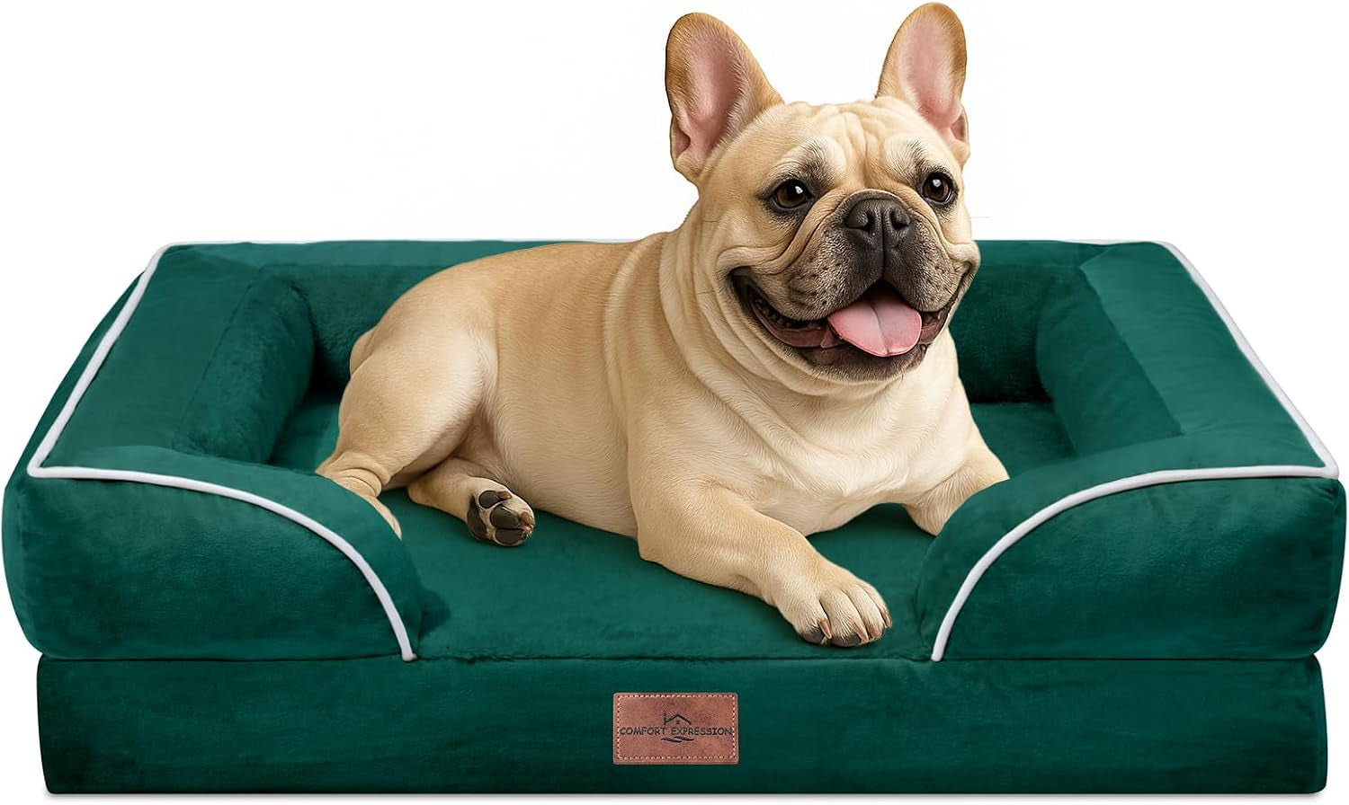 comfort-expression-orthopedic-dog-bed-for-extra-large-dogs-with-bolster-waterproof-dog-couch-bed-with-washable-cover-non-slip-bottom-supportive-egg-crate-foam-xl-pet-bed-42x30-inch