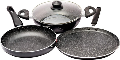 Granite Induction Base Non Stick Cookware Set, 3 Pieces2