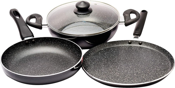 Granite Induction Base Non Stick Cookware Set, 3 Pieces2