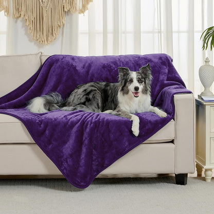 Waterproof Blanket for Bed Couch Sofa, Soft Liquid Pee Proof Pet Blanket for Dog Puppy Cat, Reversible Sherpa Fleece Furniture Protector (Dark Purple, 50X60 Inches)2