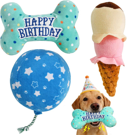 Primepets Dog Birthday Toys, Plush Dog Squeaky Toys, Stuffed Puppy Chew Toy for Small Medium Large Dogs, Bone Pet Toy9