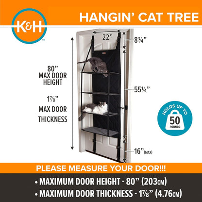 K&H Door Cat Tree, over the Door Cat Furniture - Gray, Fits Doors <80In H2
