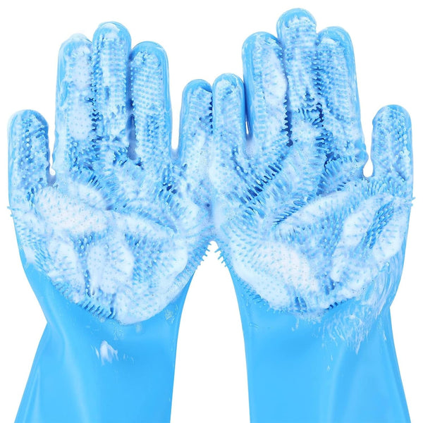 Pecute Silicone Pet Grooming Gloves for Washing Cats Dogs Bath Brush | 3,000 Soft Bristles, Gentle Massage & Deshedding, Dishwasher Safe, for Large/Thick Coats, Home/Car Cleaning1