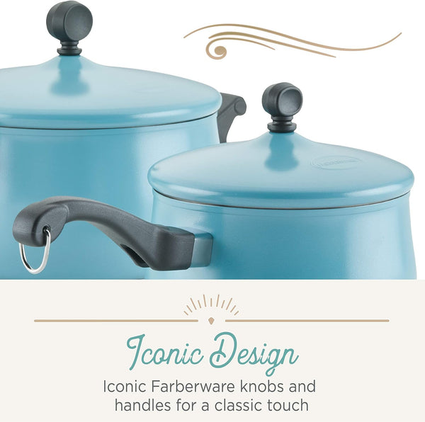 120 Limited Edition Stainless Steel Cookware Pots and Pans Set with Prestige Kitchen Tools, 10 Piece, Aqua Blue5