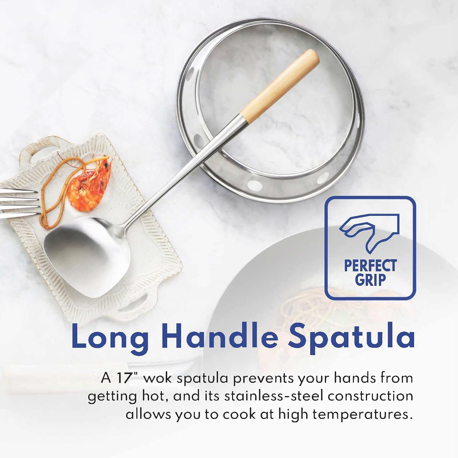 carbon-steel-wok-set-14-round-bottom-hand-hammered-with-wood-and-steel-helper-handle-includes-rack-ring-and-spatula-hand-wash-recommended