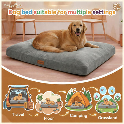 Orthopedic Dog Beds Large Sized Dog,Indestructible Crate Bed with Sponge and Memory Foam with Removable Washable Cover, Ultra Soft Surface & Non-Slip Bottom-35 X235