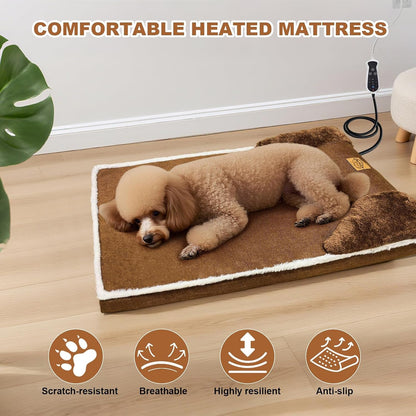 Heated Pet Bed for Cat & Puppy, 20×20In Dog Beds with Memory Foam Pet Bed, Nine Gears Smart Switch Dog Sofa with Timer, Washable Removable Cotton Sleeve, Soft and Comfortable7