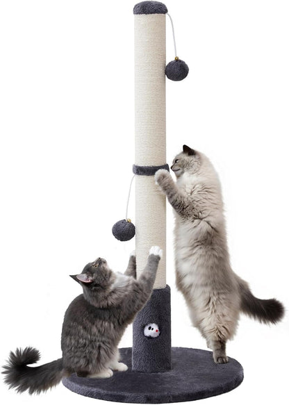 Woochpet 33"Scratching Posts for Kittens,White Sisal Cat Scratcher with Toy | Scratch Post with Mouse Hole,Cat Toys,Reinforced Stable Base,Cat Tree Tower11