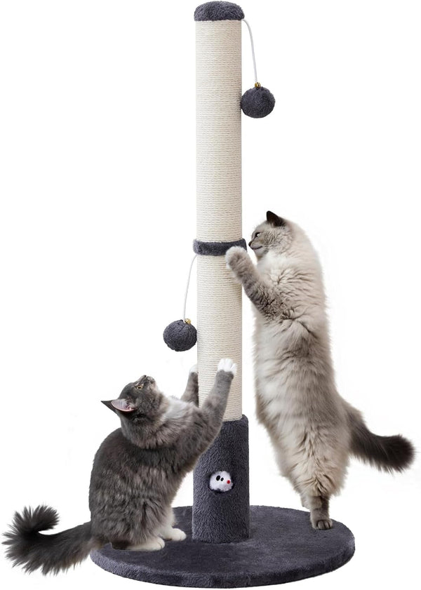 Woochpet 33"Scratching Posts for Kittens,White Sisal Cat Scratcher with Toy | Scratch Post with Mouse Hole,Cat Toys,Reinforced Stable Base,Cat Tree Tower11