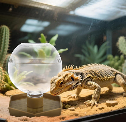 Reptile Water Feeder,Gecko Bearded Dragon Automatic Water Dispenser 12 Oz Amphibians Waterer Dish Terrarium Bowls for Lizards Turtles Snake Frog,Round Shaped2