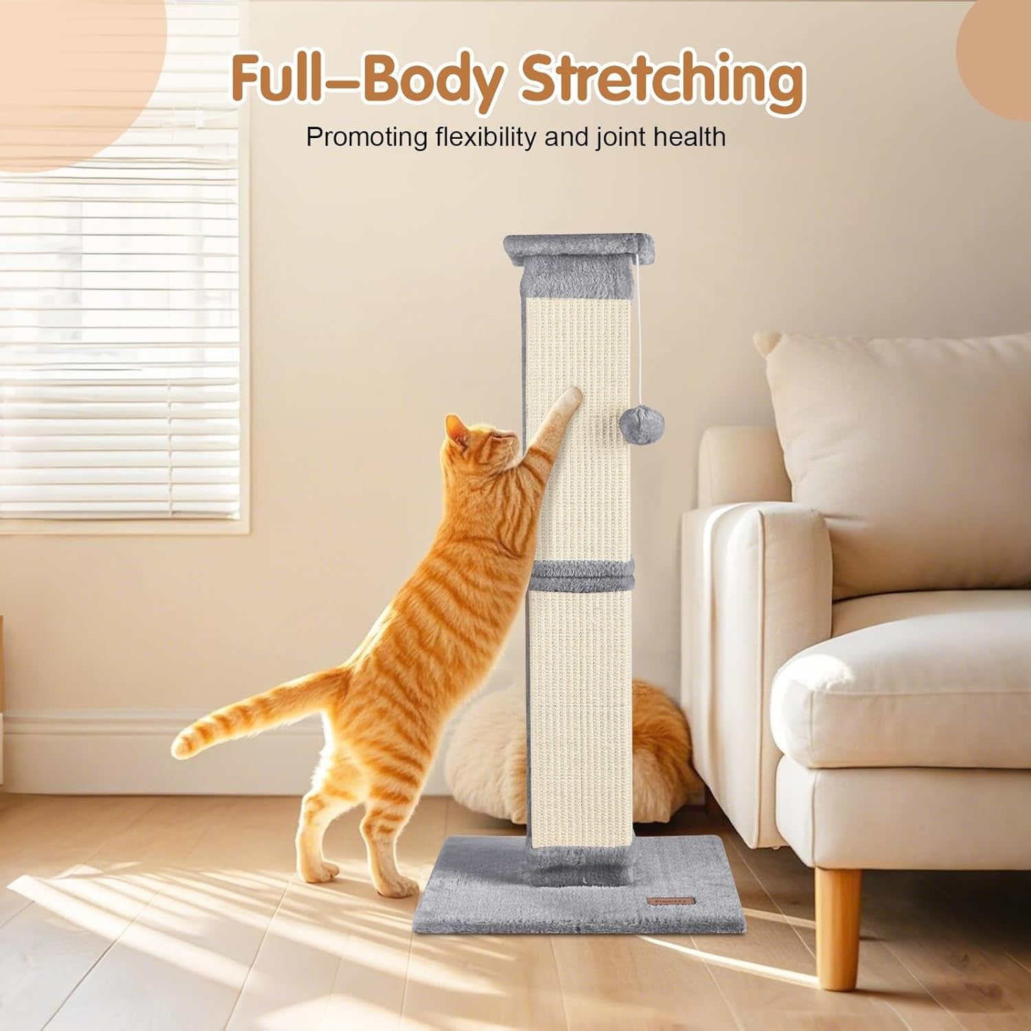 cat-scratching-post-33-inch-for-indoor-cats-high-cat-scratch-post-grey-cat-tree-for-full-body-stretching-protect-your-furniture