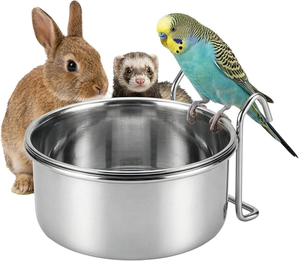 SPOT Stainless Steel Mini Coop Cup with Wire Hooks – 10 Oz Small Pet Food & Water Bowl, Rust-Resistant & Easy to Clean, Attaches to Cages for Birds, Parrots, Rabbits, Ferrets, Rats & Small Pets1