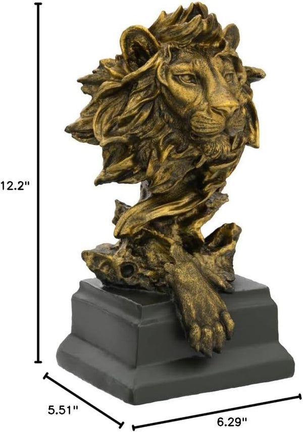 Sandstone Lion Statue, the King of Beast, Collectible Figurines, Golden | Statue Decoration for Home/Study/Living Room, Great Collectible Figurines, Best Gift for the Man, Golden Color (HH17-D2)9