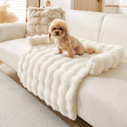 Calming Dog Bed for Couch, 29.5 X 29.5 Inch, Non-Slip Rabbit-Velvet Dog Sofa Mat for Furniture Protector, Perfect for Small, Medium Dogs and Cats (Khaki, Medium)10