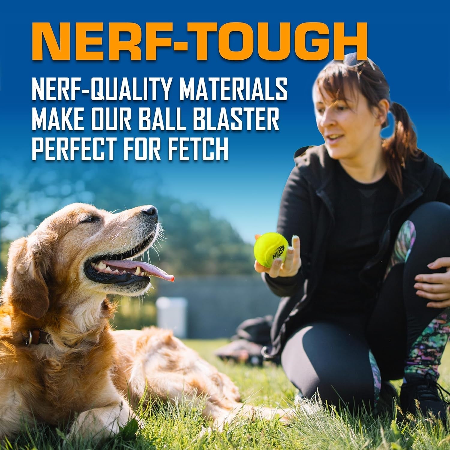 nerf-dog-tennis-ball-blaster-dog-toy-gift-set-tennis-ball-dog-fetch-toy-launches-up-to-50-ft-dog-ball-thrower-for-all-breeds-includes-translucent-blue-tennis-ball-launcher-and-3-dog-tennis-balls