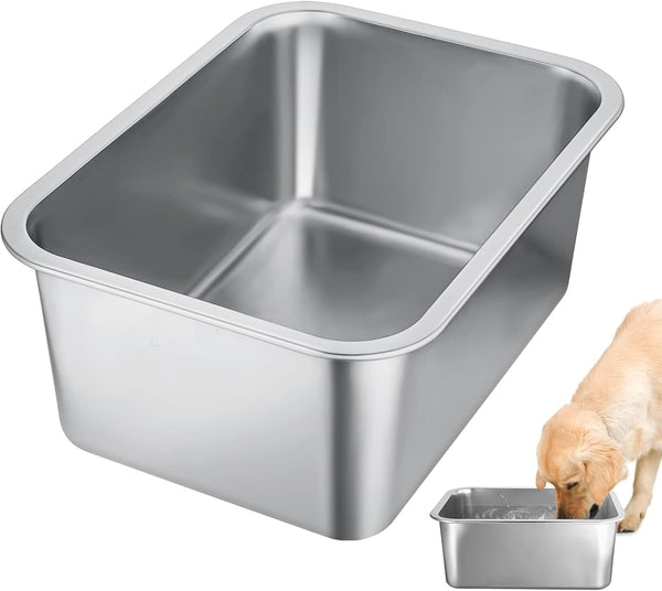 4 Gallons Extra Large Dog Bowls - High Capacity Food Grade Stainless Steel Dog Water and Food Bowl No Spilling, Durable for X-Large Multiple Large Breed Dogs Indoor Outdoor8