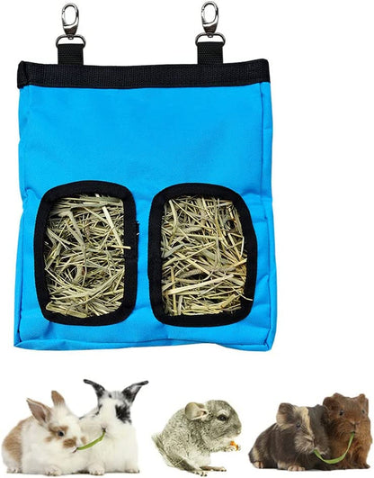 RIOUSSI Guinea Pig Hay Feeder, Hanging Rabbit Hay Feeder Bag. Blueflower | Upgraded Double Layer Fabric | Bite Resistant | Cleaner Hay & Less Mess | Small Animal Hay Holder for Bunnies & Chinchillas9