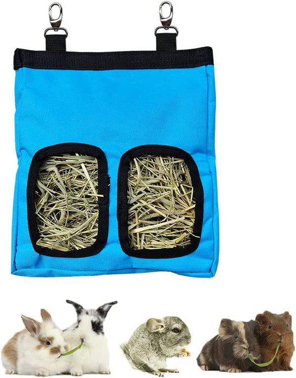RIOUSSI Guinea Pig Hay Feeder, Hanging Rabbit Hay Feeder Bag. Blueflower | Upgraded Double Layer Fabric | Bite Resistant | Cleaner Hay & Less Mess | Small Animal Hay Holder for Bunnies & Chinchillas9