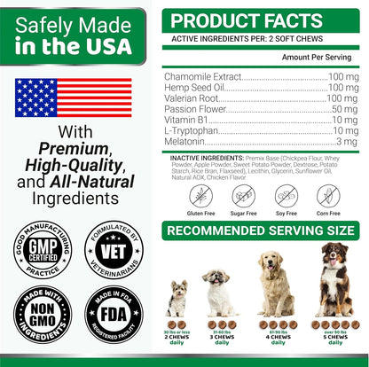 Hemp Calming Chews for Dogs - Advanced Dog Calming Chews - 170 Chews - Anxiety Relief Treats - Separation Aid, Barking, Stress Relief, Thunderstorms - Melatonin - Hemp Oil - Made in USA6