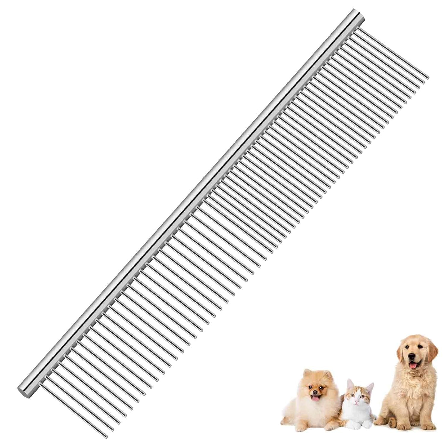 dog-grooming-comb-pet-stainless-steel-cat-combs-with-rounded-teeth-professional-metal-tear-stain-remover-dematting-tool-for-small-medium-large-pets-7-5in