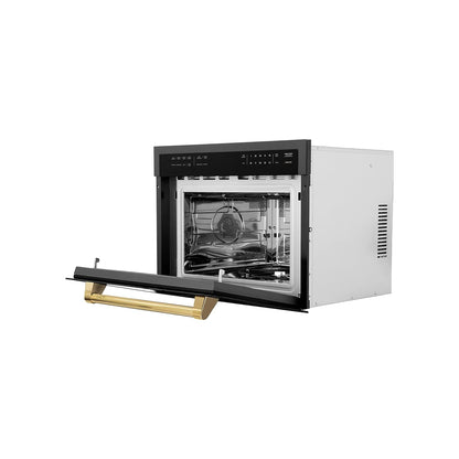 ZLINE Autograph Edition 24" 1.6 Cu Ft. Built-In Convection Microwave Oven in Black Stainless Steel and Gold Accents3