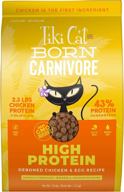 Tiki Cat Born Carnivore High Protein Dry Cat Food, Deboned Chicken & Egg, 2.8 Lbs. Bag1