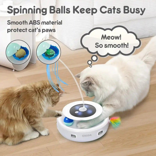 ORSDA Cat Toy, 3-In-1 Automatic Interactive Electronic Moving Ambush Feather, Fluttering Butterfly, Track Balls, USB Rechargeable Powered Smart Indoor Exercise Kicker6