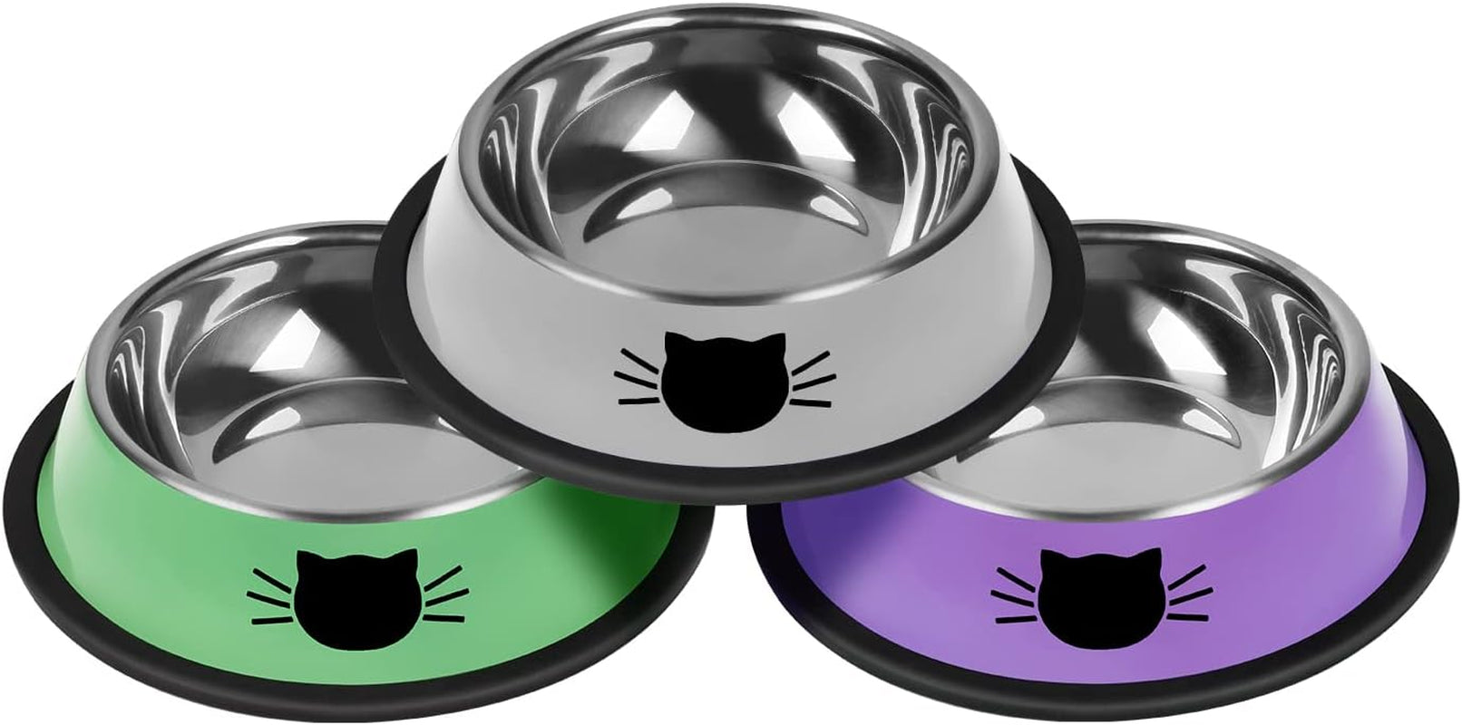 serentive-2-pcs-non-slip-stainless-steel-small-cat-food-bowls-unbreakable-thicken-7-oz-cat-dishes-indoor-removable-rubber-base-easily-clean-lovely-color