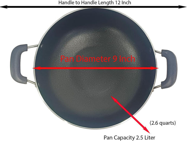Kadai Wok Pan Stir Fry Skillet with SS Lid for Healthy Cooking Nonstick Kadhai Heat Resistant Handle Ideal for Stir Frying and Deep Frying with Apple Cutter Combo Set4