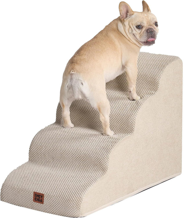 EHEYCIGA Curved Dog Stairs Ramp for 5-Step High Beds, 22.6" H Dog Steps | 33D Density of Pure Foam, for Small Dogs and Cats, Pet Stairs for High Bed Climbing, Non-Slip Balanced Pet Step Indoor, Grey15