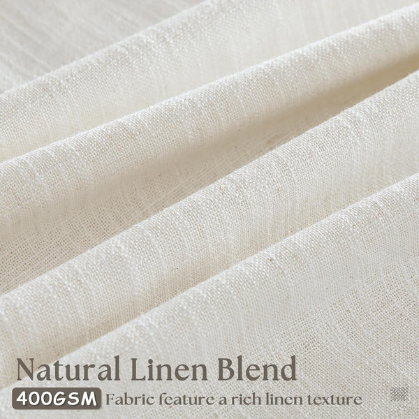 Natural Pinch Pleated Linen Semi Sheer 84 Inch Curtains 2 Panels | Pinch Pleat Hooks Rings, Back Tab, Cream Ivory Birch, Boho Neutral, Textured Linen, Window Curtain for Living Room Bedroom3
