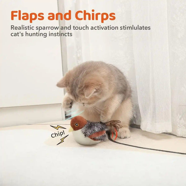 Potaroma Cat Toys Rechargeable Flapping Bird Sparrow, Lifelike Chirp Tweet, Touch Activated Kitten Toy Interactive Cat Exercise Toys for All Breeds Cat Kicker Catnip Toys 4.0 Inches | Touch Activated, Interactive Kitten Exercise for All Breeds with Catnip, 4.0 Inches2
