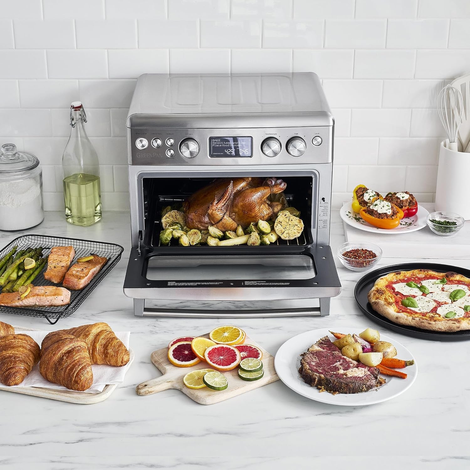 13-in-1-elite-countertop-convection-oven-and-air-fryer-pfoa-and-pfas-free-ceramic-tray-and-pizza-pan-adjustable-racks-multifunction-presets-toaster-bake-broil-roast-stainless-steel