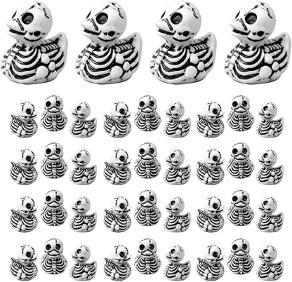 50Pcs Halloween Mini Ducks, Tiny Skeleton Ducks to Hide for Party Decor | Mini Halloween Ducks Spooky Resin Duck Figurines Small Skeleton Figures for Crafts Halloween Decorations, Garden Home Decor1