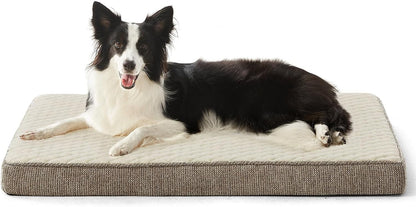 JOEJOY Orthopedic XL Dog Bed for Large Dogs, Waterproof Dog Bed for Crate with Washable Removable Cover, Extra Thick Egg-Crate Memory Foam Pet Beds, Grey, 41"X27"27