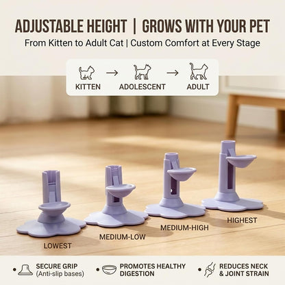 Cat Water Dispenser Stand – Spill-Proof Pet Water Bowl Adjustable Elevated Stand, Automatic Water Renewal, Detachable Easy Clean, Indoor Outdoor Use (Blue,Base+Bottle)2