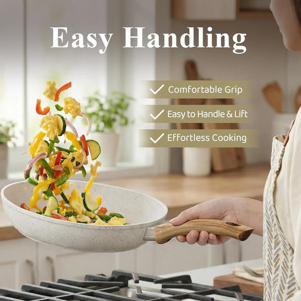 24Pcs Pots and Pans Set, Long-Lasting Ceramic Nonstick Cookware Set | Titanium-Reinforced Coating, Pfas-Free, Induction Compatible, Complete Kitchen Cookware Set for Daily Cooking & Family Meals5