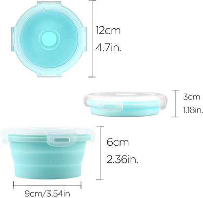 Luter 2 Pieces Collapsible Dog Bowls Silicone Food Water Travel Foldable Bowl with Lids Portable Expandable Pet Feeding Watering Cup Dish for Walking Kennels Camping 350Ml (12X12X3Cm) (Pink & Blue)2